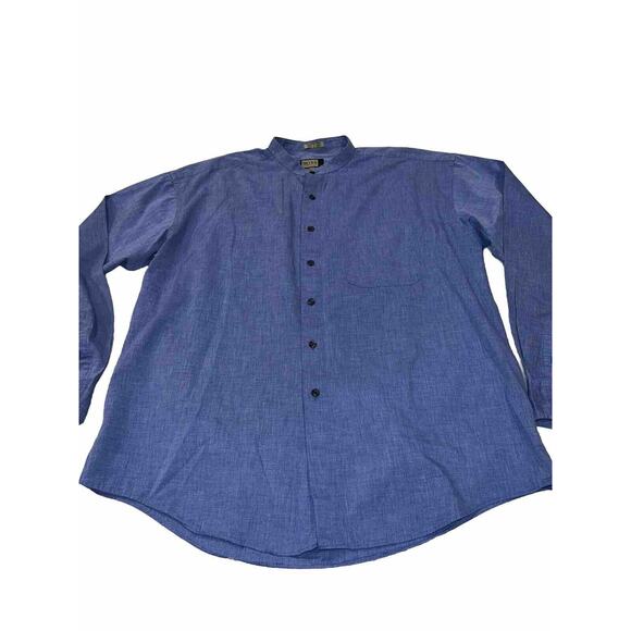 Mosa for Oaktree Mens XL Blue Button Down Low Collar Shirt Cotton - Picture 1 of 14